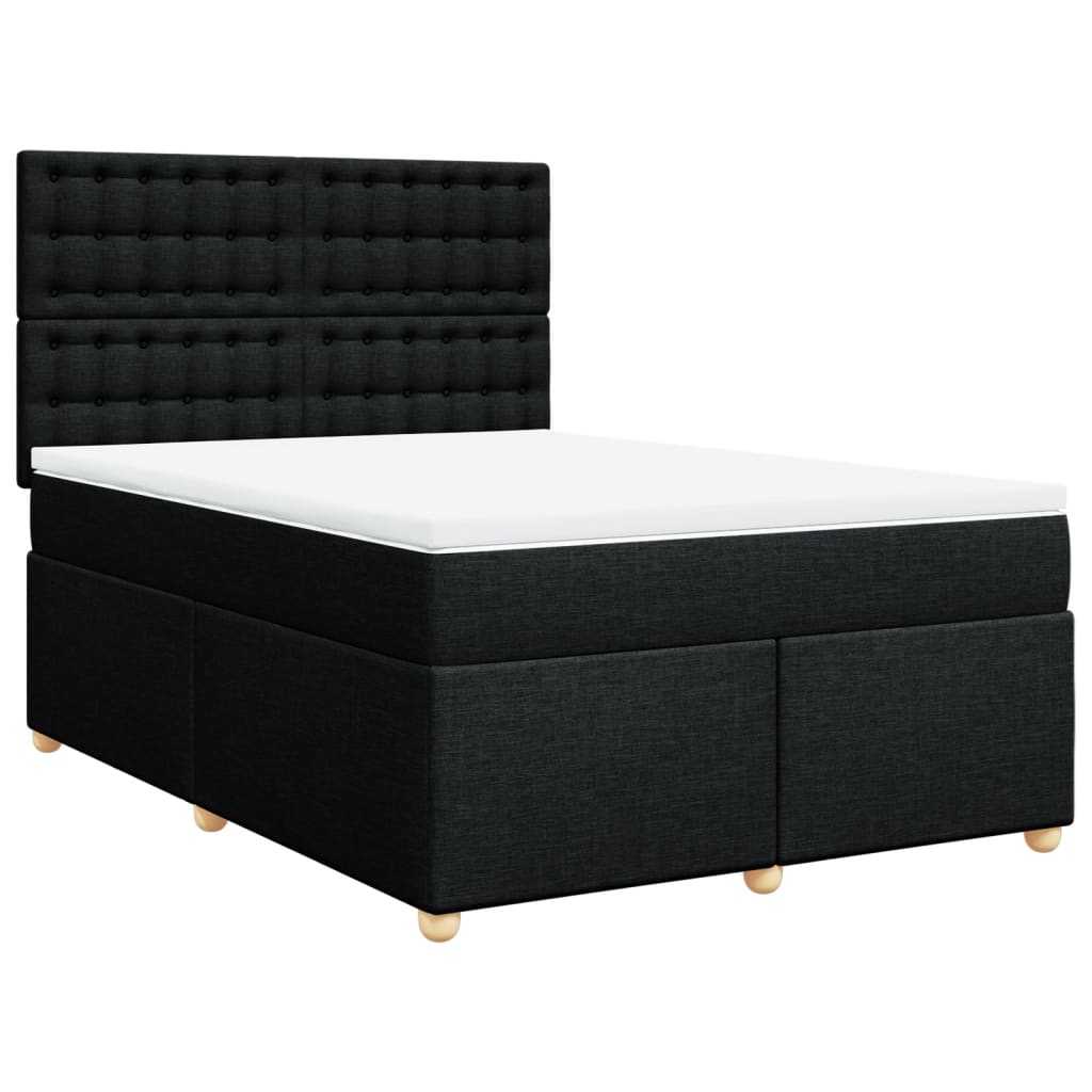 Sommier à lattes de lit avec matelas Noir 140x190 cm Tissu - XIOS