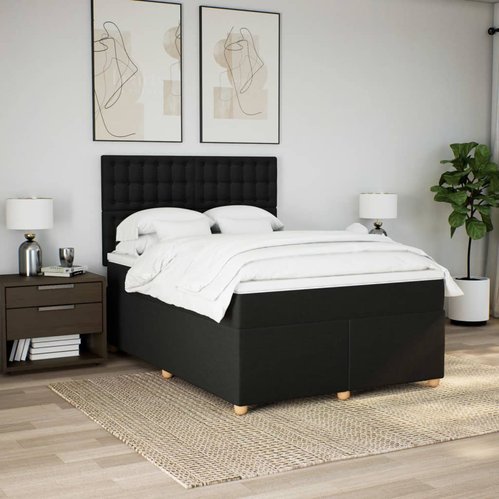 Sommier à lattes de lit avec matelas Noir 140x190 cm Tissu - XIOS