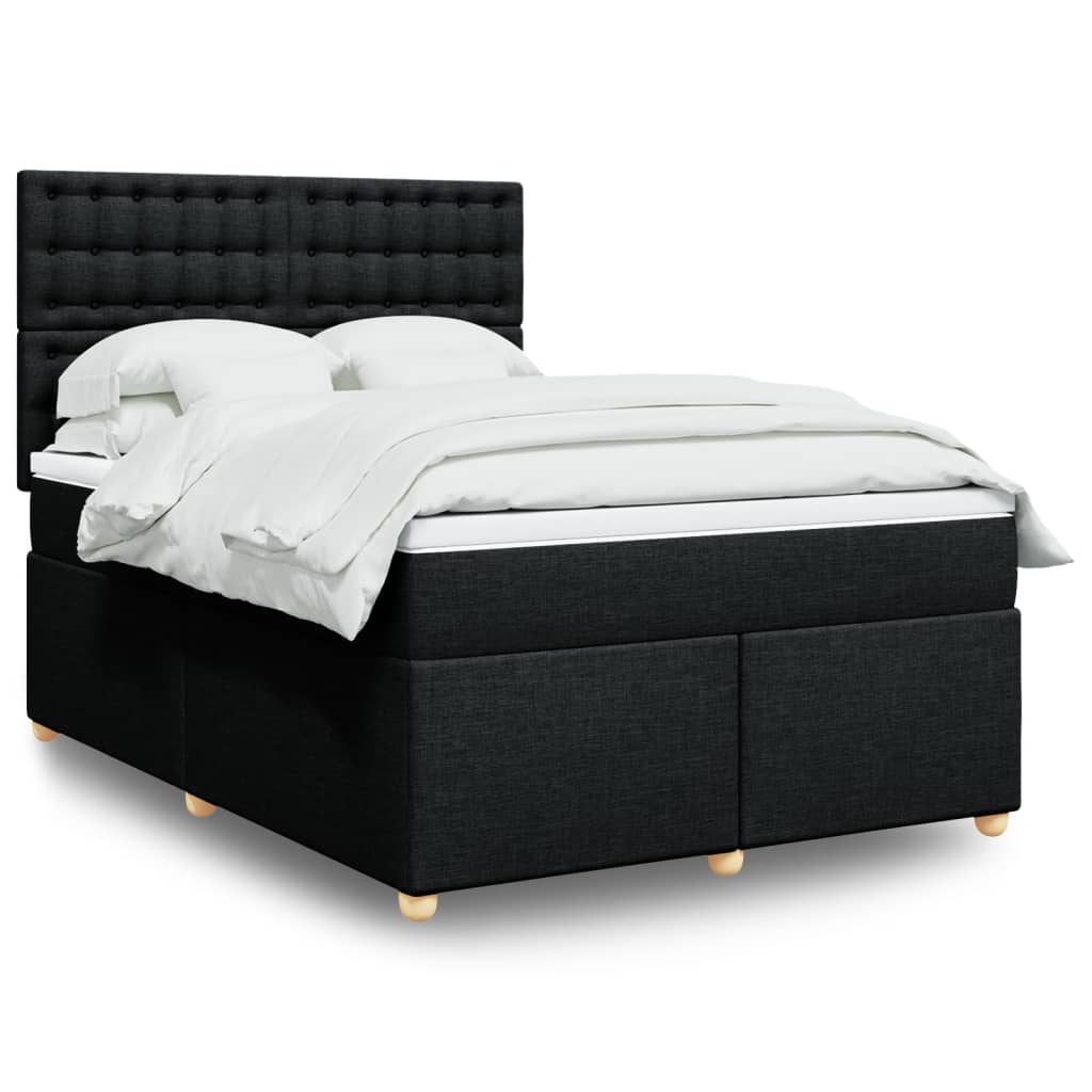Sommier à lattes de lit avec matelas Noir 140x190 cm Tissu - XIOS