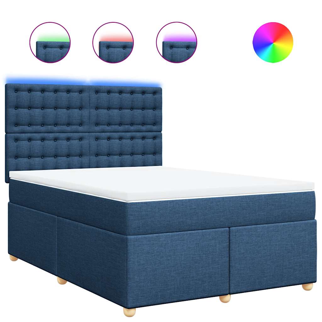 Sommier à lattes de lit avec matelas Bleu 140x190 cm Tissu - XIOS
