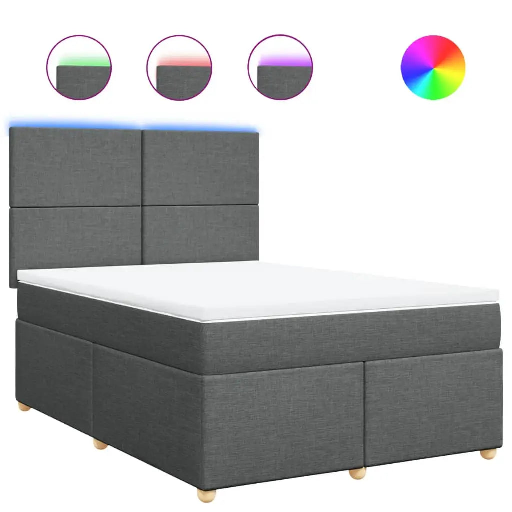 Sommier à lattes de lit avec matelas Gris foncé 140x200cm Tissu - XIOS