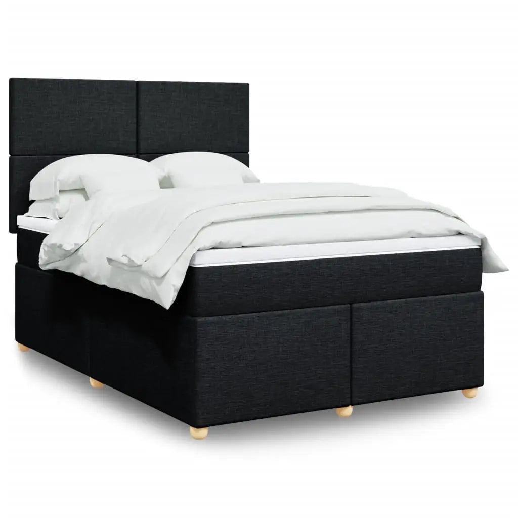 Sommier à lattes de lit avec matelas Noir 140x200 cm Tissu - XIOS