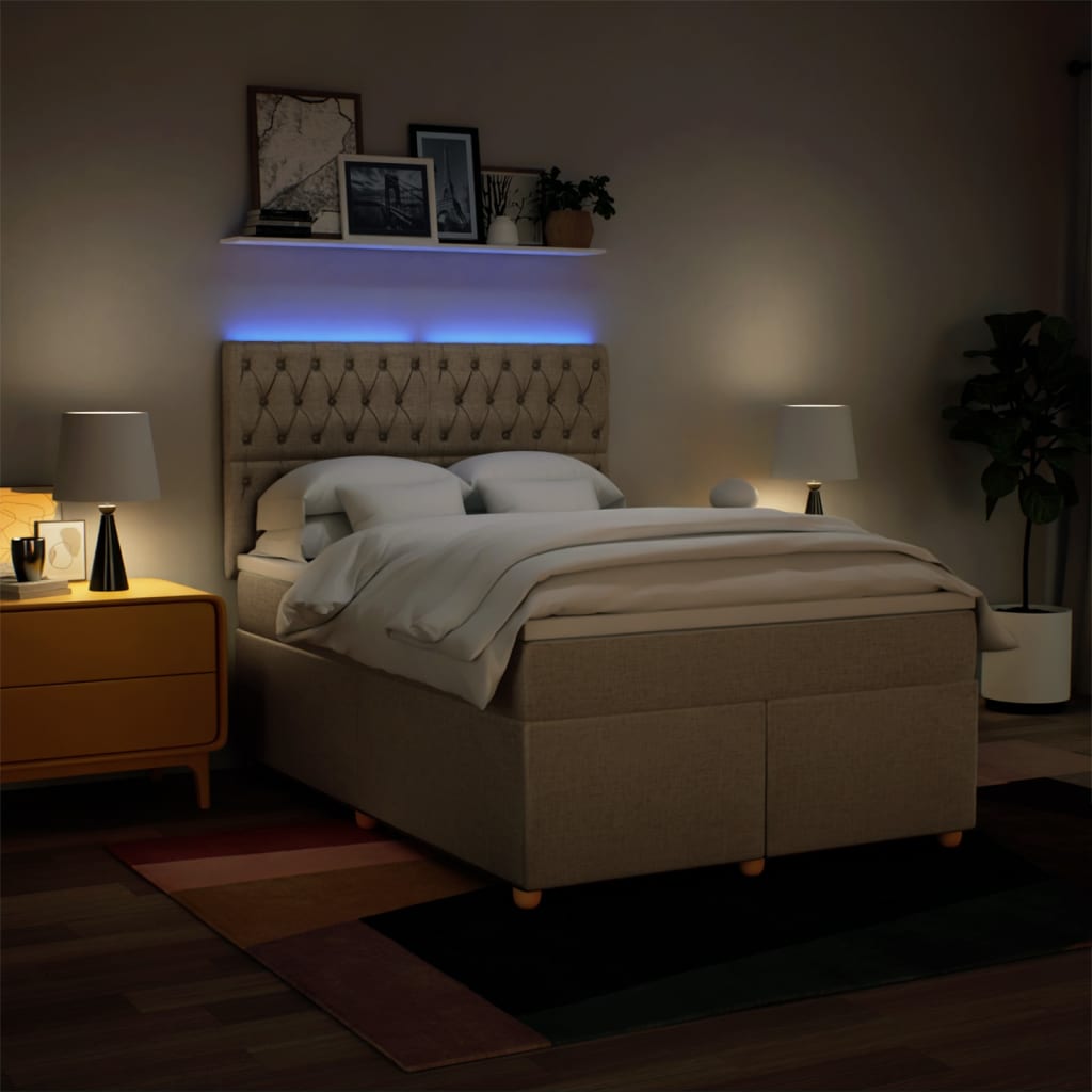 Sommier à lattes de lit avec matelas Crème 140x200 cm Tissu - XIOS