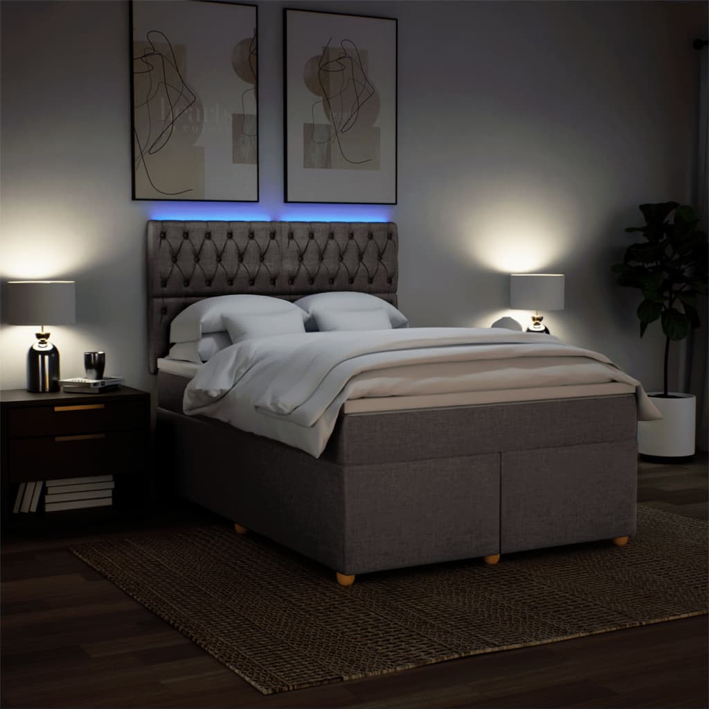Sommier à lattes de lit avec matelas Taupe 160x200 cm Tissu - XIOS