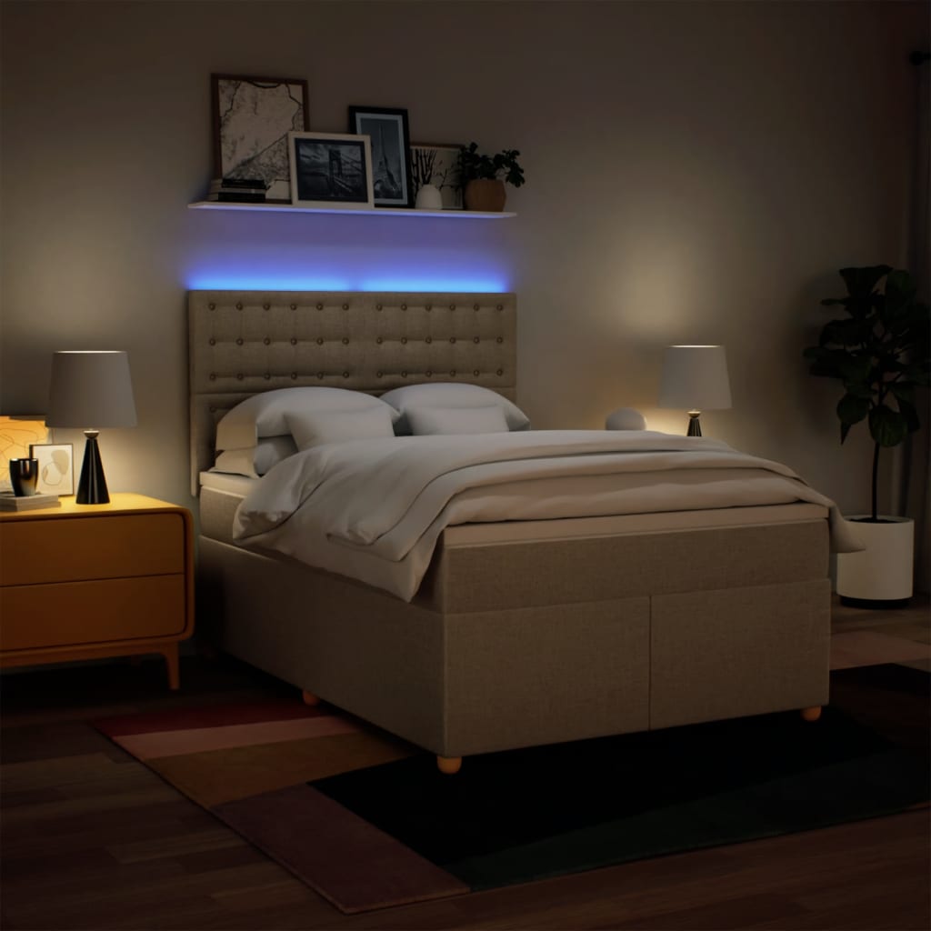 Sommier à lattes de lit avec matelas Crème 160x200 cm Tissu - XIOS