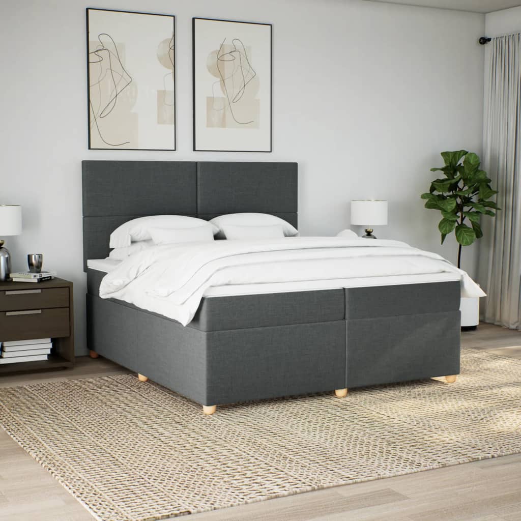 Sommier à lattes de lit avec matelas Gris foncé 200x200cm Tissu - XIOS