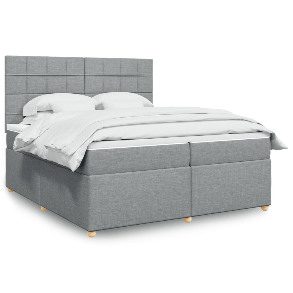 Sommier à lattes de lit avec matelas Gris clair 200x200cm Tissu - XIOS
