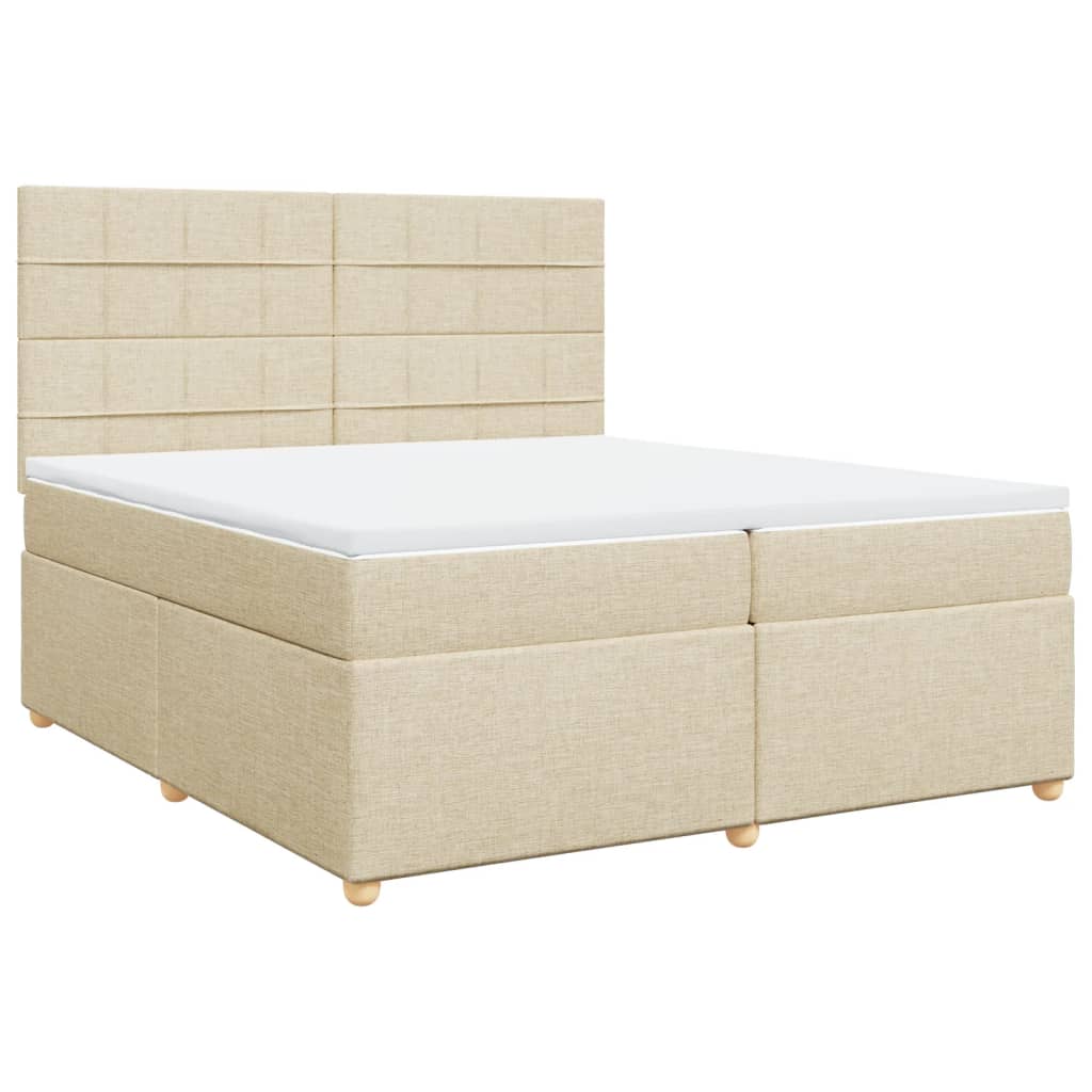 Sommier à lattes de lit avec matelas Crème 200x200 cm Tissu - XIOS