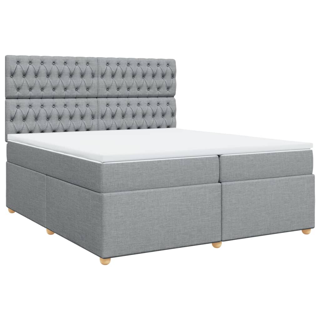 Sommier à lattes de lit avec matelas Gris clair 200x200cm Tissu - XIOS