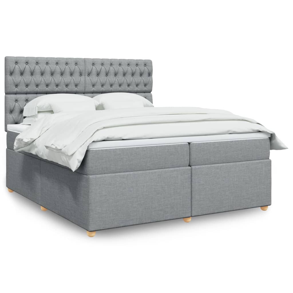 Sommier à lattes de lit avec matelas Gris clair 200x200cm Tissu - XIOS