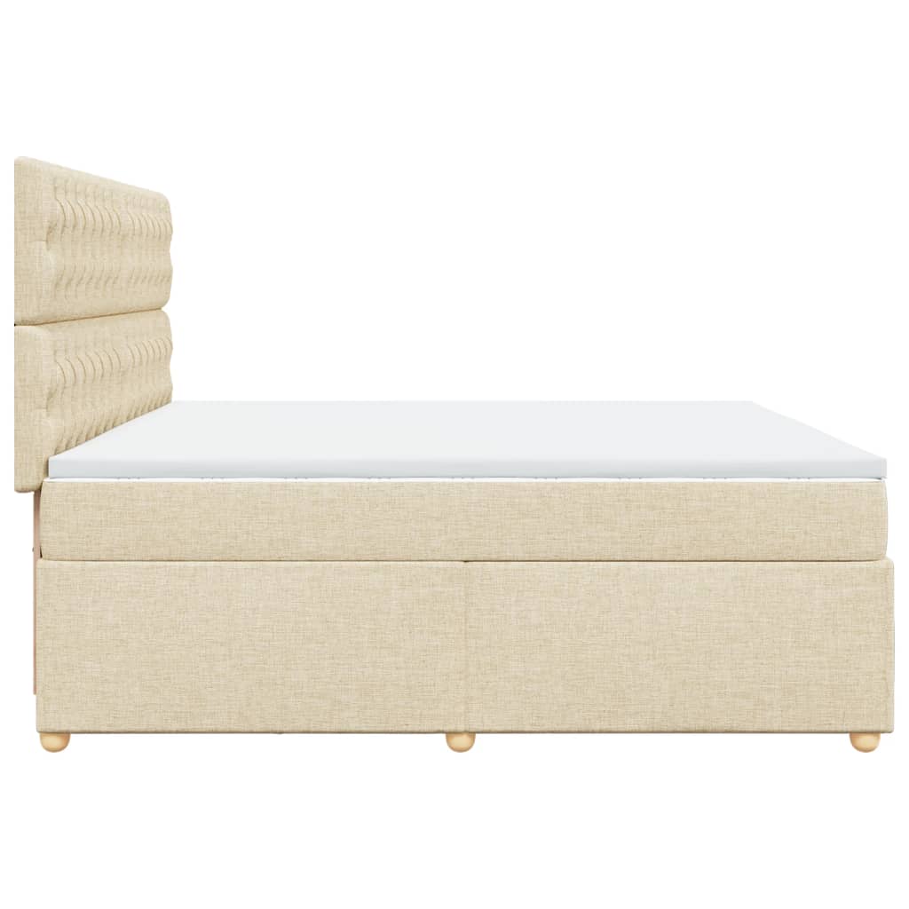 Sommier à lattes de lit avec matelas Crème 200x200 cm Tissu - XIOS