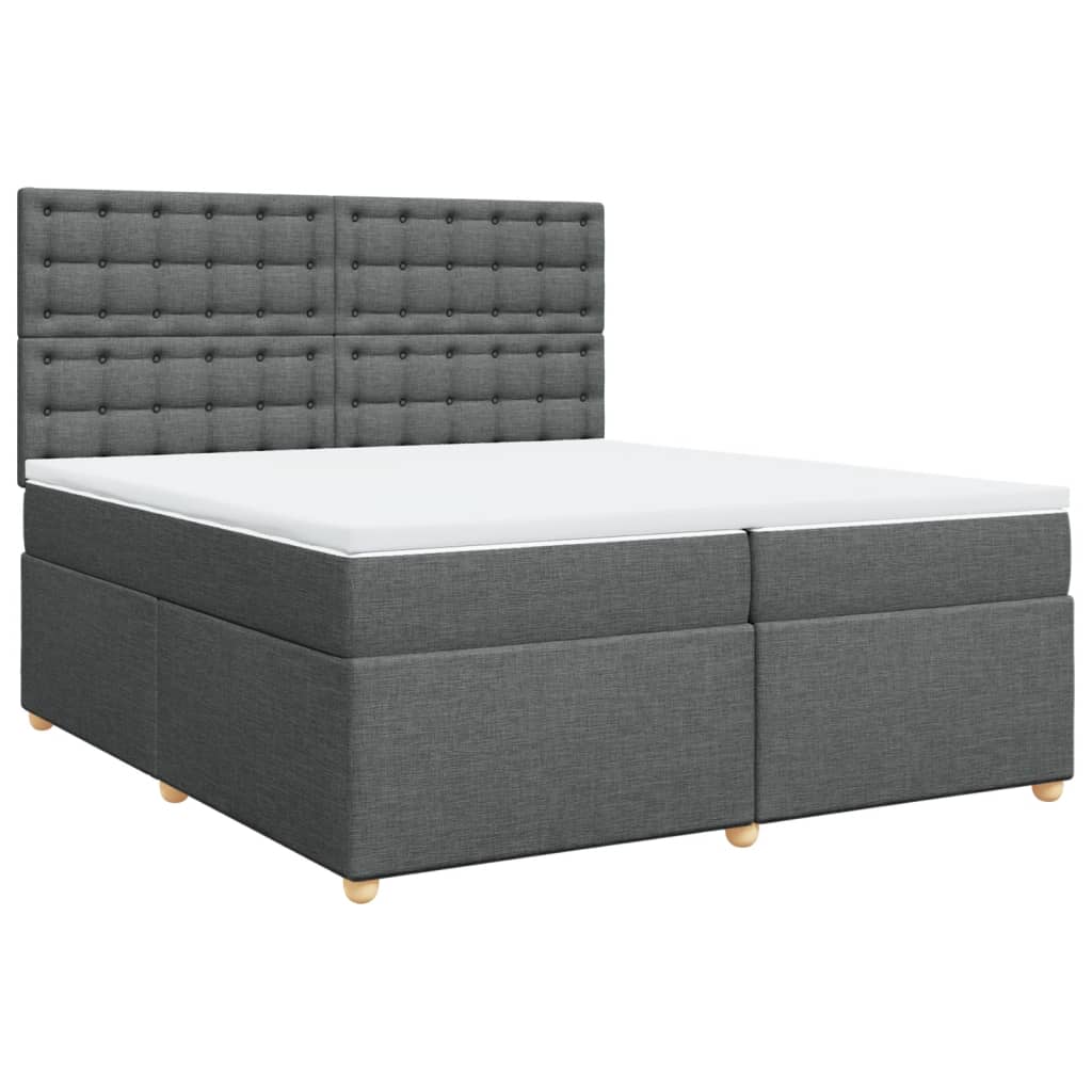 Sommier à lattes de lit avec matelas Gris foncé 200x200cm Tissu - XIOS