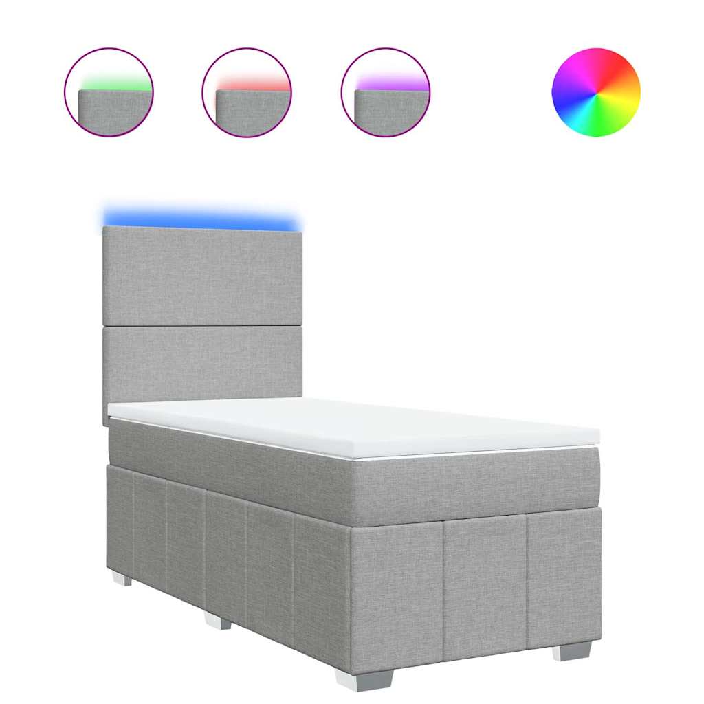 Sommier à lattes de lit avec matelas gris clair 80x200 cm tissu - XIOS