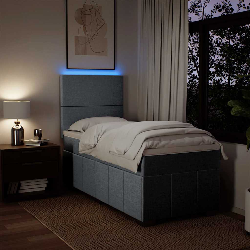 Sommier à lattes de lit avec matelas gris clair 80x200 cm tissu - XIOS