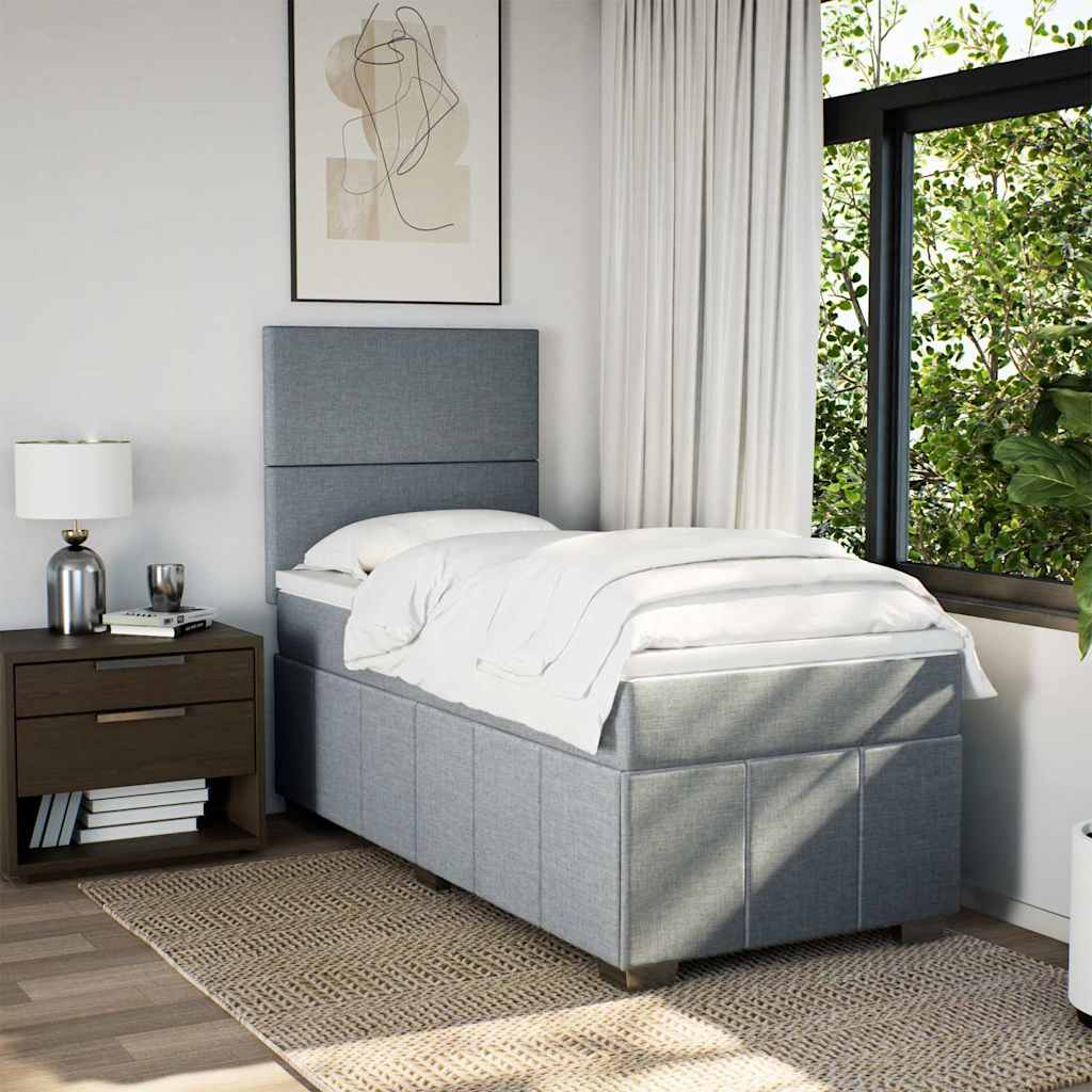 Sommier à lattes de lit avec matelas gris clair 80x200 cm tissu - XIOS
