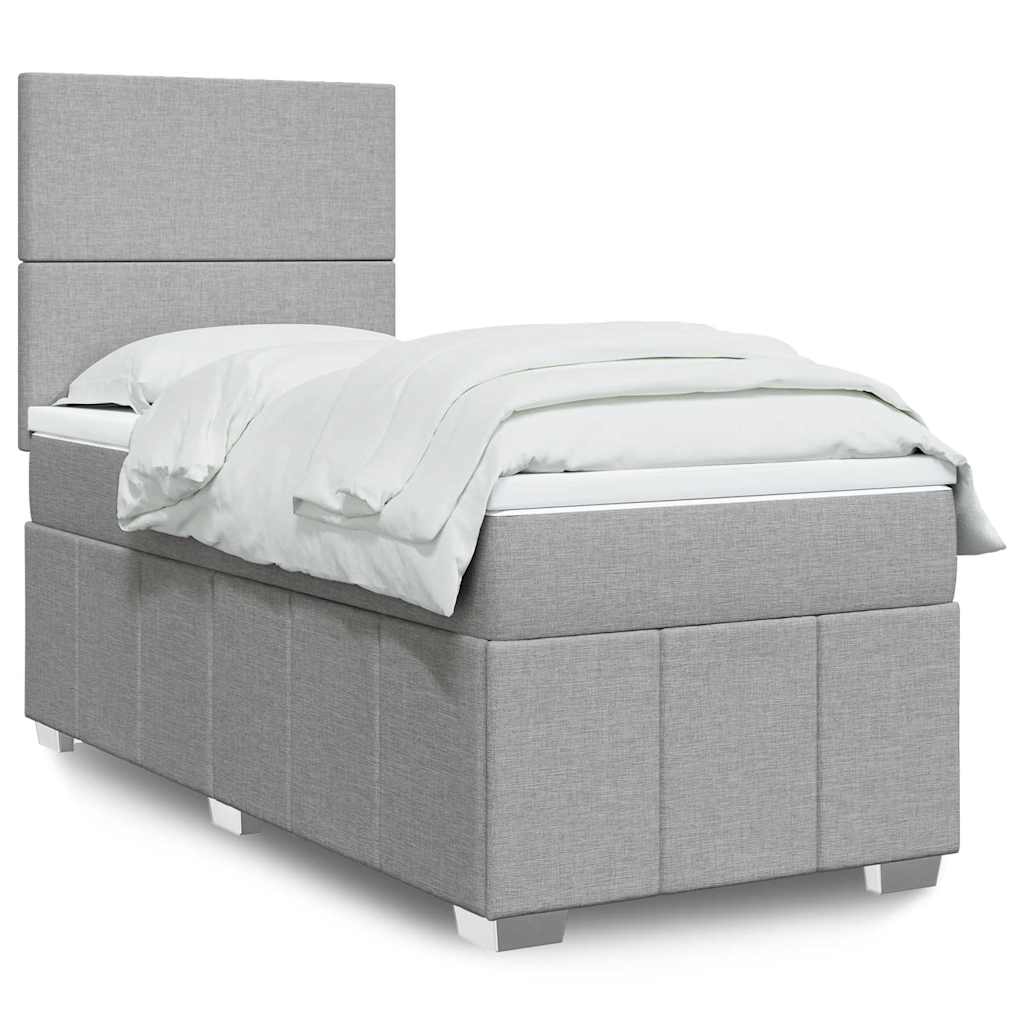 Sommier à lattes de lit avec matelas gris clair 80x200 cm tissu - XIOS
