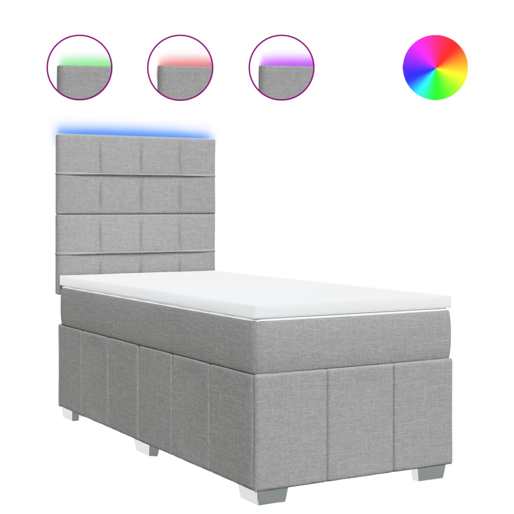 Sommier à lattes de lit avec matelas gris clair 80x200 cm tissu - XIOS
