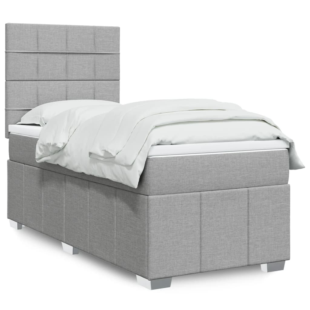 Sommier à lattes de lit avec matelas gris clair 80x200 cm tissu - XIOS
