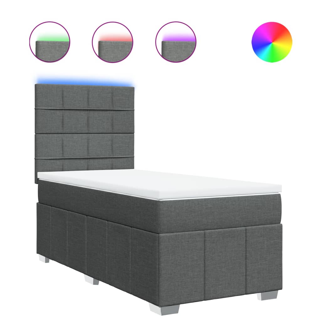 Sommier à lattes de lit avec matelas Gris foncé 80x200 cm Tissu - XIOS