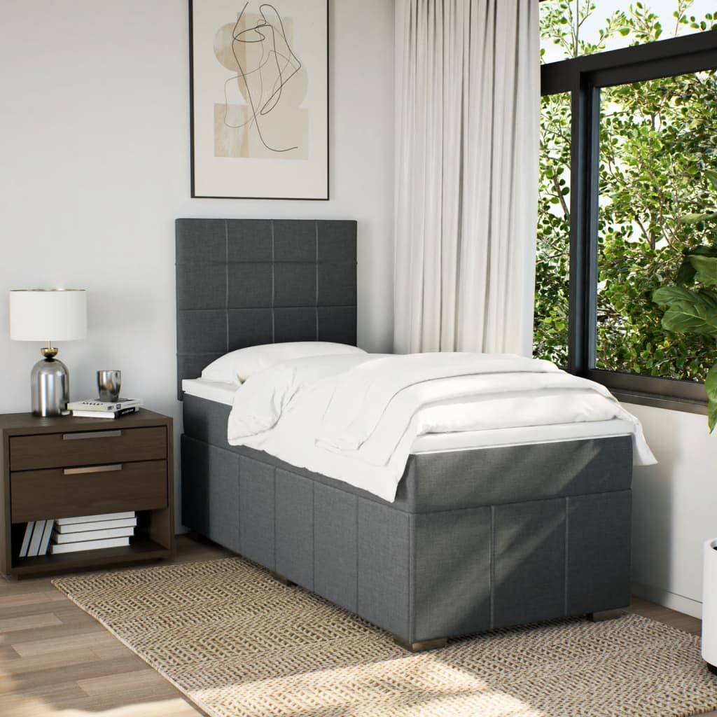 Sommier à lattes de lit avec matelas Gris foncé 80x200 cm Tissu - XIOS