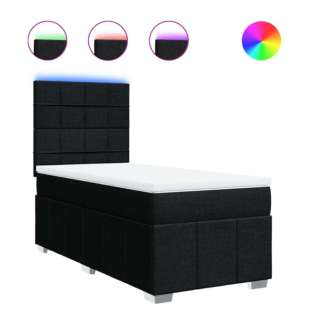 Sommier à lattes de lit et matelas Noir 80x200 cm Tissu - XIOS