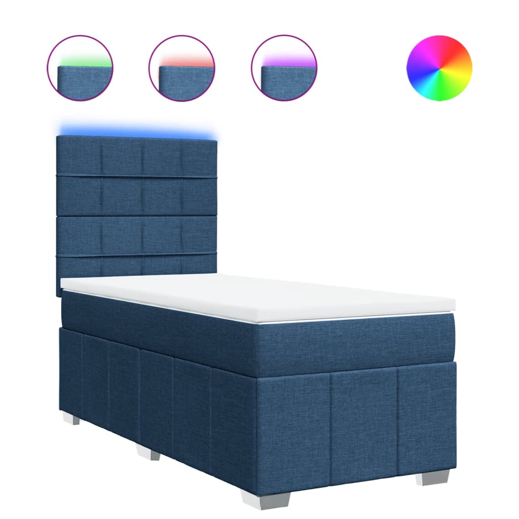 Sommier à lattes de lit avec matelas Bleu 80x200 cm Tissu - XIOS