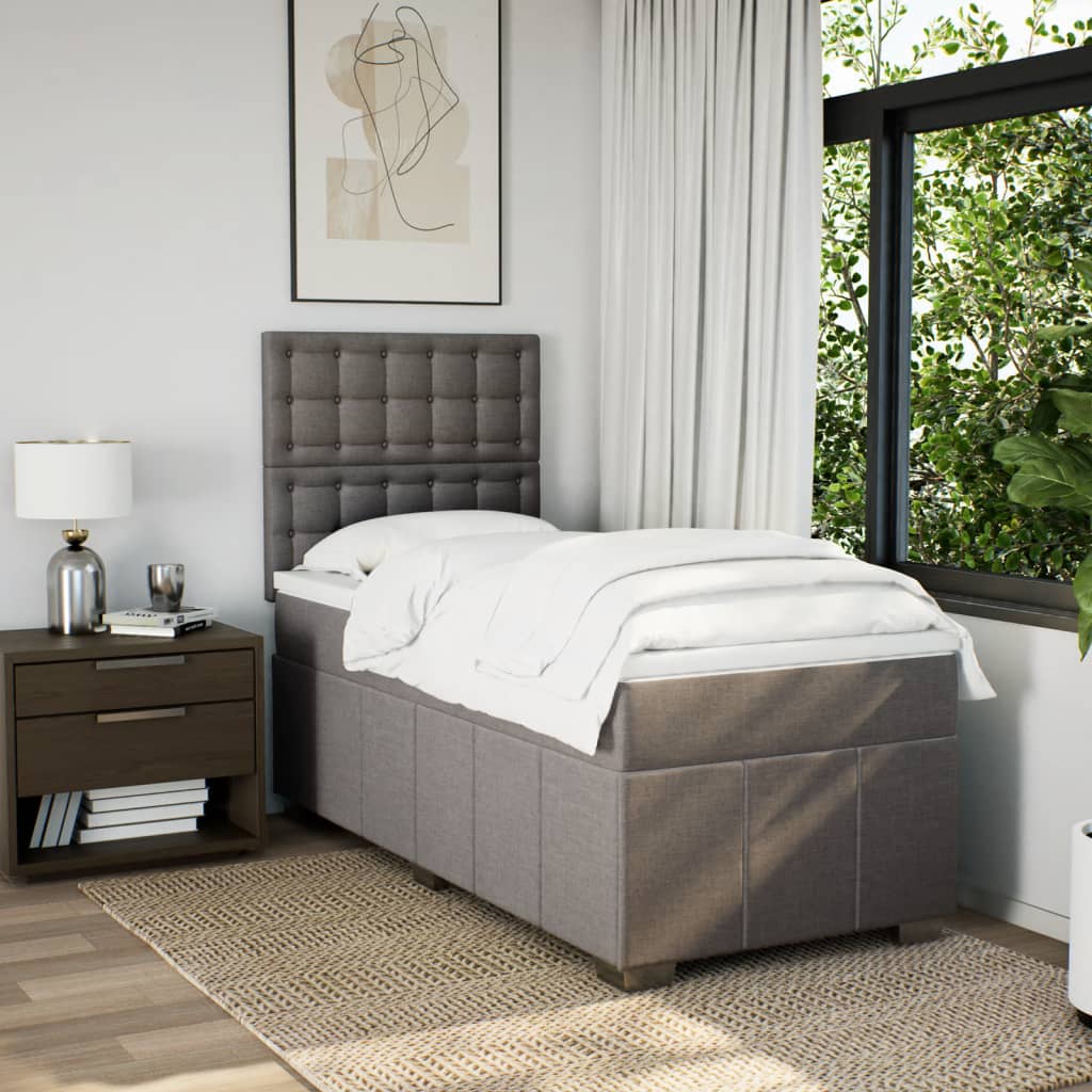 Sommier à lattes de lit avec matelas Taupe 80x200 cm Tissu - XIOS