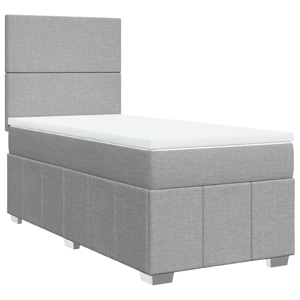 Sommier à lattes de lit et matelas Gris clair 90x190 cm Tissu - XIOS