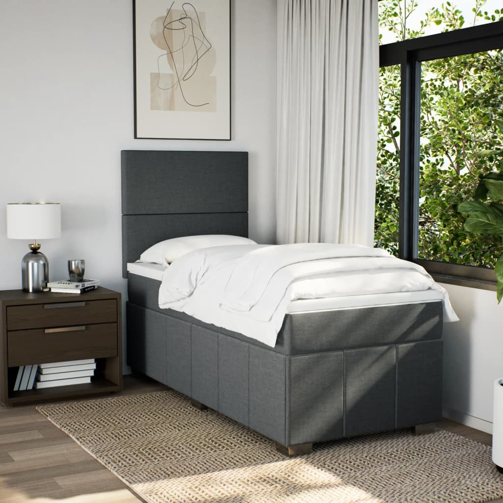 Sommier à lattes de lit et matelas Gris foncé 90x190 cm Tissu - XIOS
