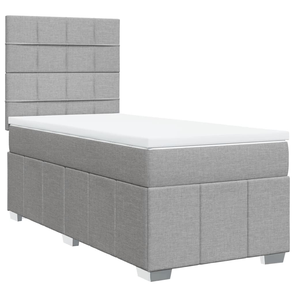 Sommier à lattes de lit et matelas Gris clair 90x190 cm Tissu - XIOS