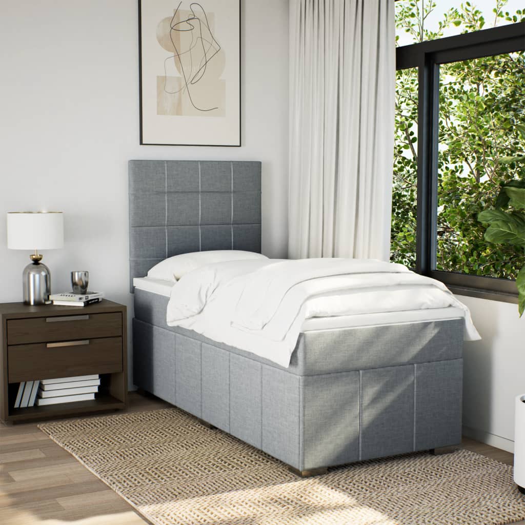 Sommier à lattes de lit et matelas Gris clair 90x190 cm Tissu - XIOS