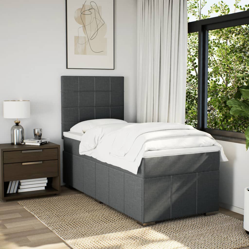 Sommier à lattes de lit et matelas Gris foncé 90x190 cm Tissu - XIOS