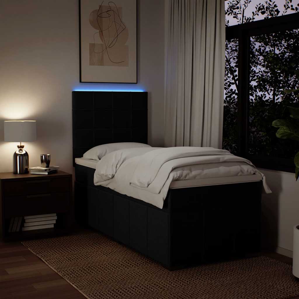 Sommier à lattes de lit avec matelas Noir 90x190 cm Tissu - XIOS