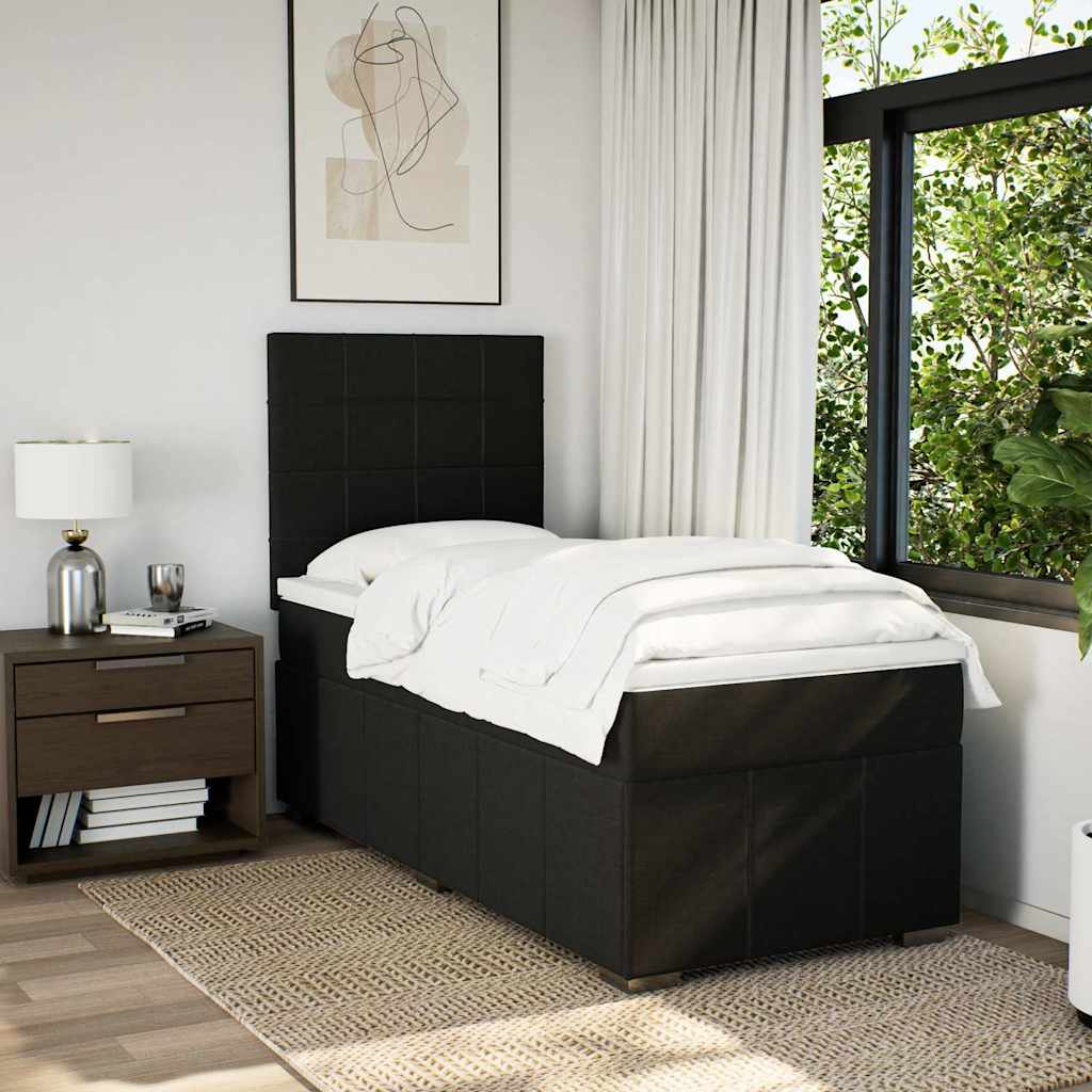 Sommier à lattes de lit avec matelas Noir 90x190 cm Tissu - XIOS