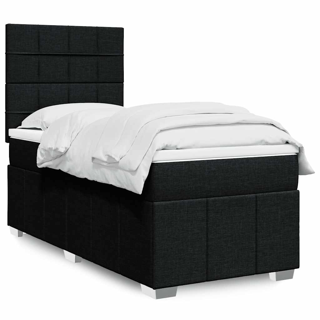 Sommier à lattes de lit avec matelas Noir 90x190 cm Tissu - XIOS