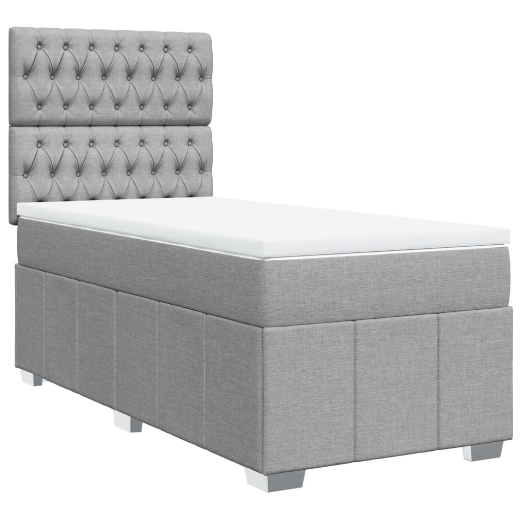 Sommier à lattes de lit et matelas Gris clair 90x190 cm Tissu - XIOS