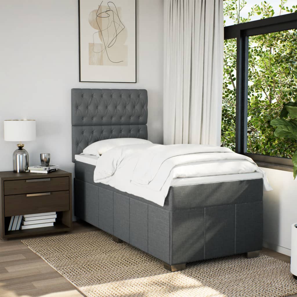 Sommier à lattes de lit et matelas Gris foncé 90x190 cm Tissu - XIOS