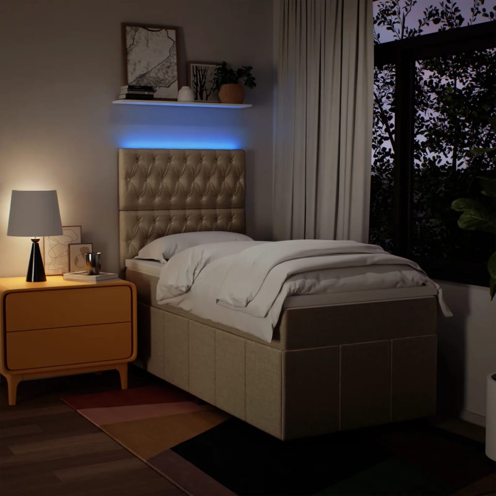 Sommier à lattes de lit et matelas Crème 90x190 cm Tissu - XIOS