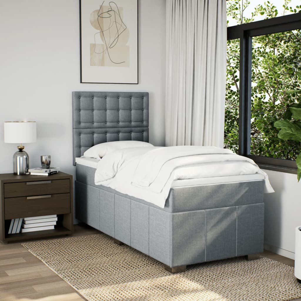 Sommier à lattes de lit et matelas Gris clair 90x190 cm Tissu - XIOS