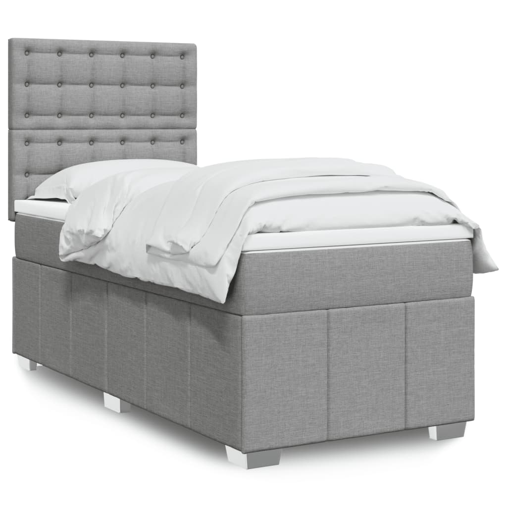 Sommier à lattes de lit et matelas Gris clair 90x190 cm Tissu - XIOS