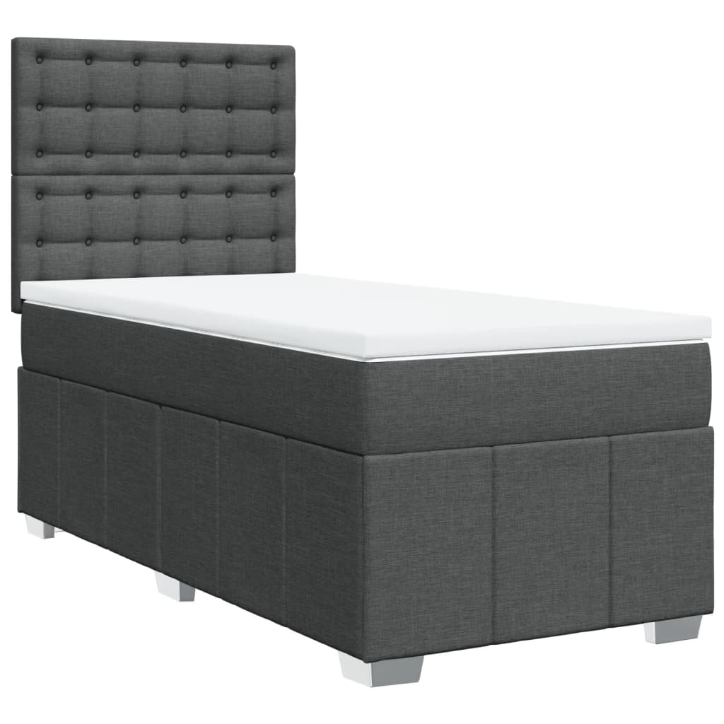 Sommier à lattes de lit et matelas Gris foncé 90x190 cm Tissu - XIOS