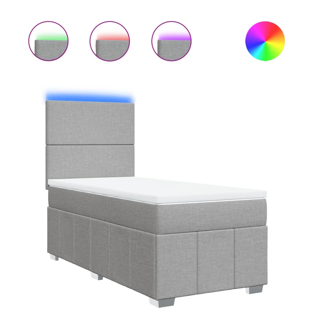 Sommier à lattes de lit avec matelas Gris clair 90x200 cm Tissu - XIOS