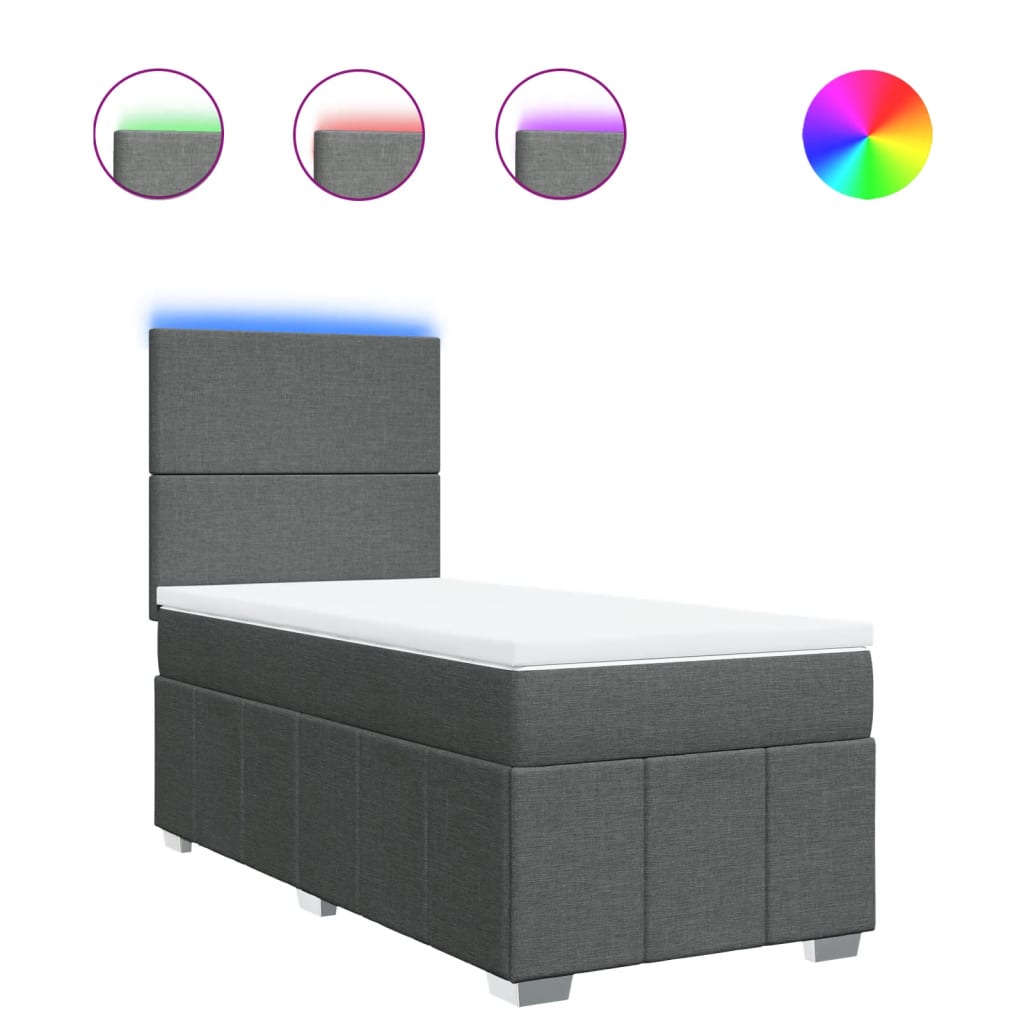 Sommier à lattes de lit avec matelas Gris foncé 90x200 cm Tissu - XIOS