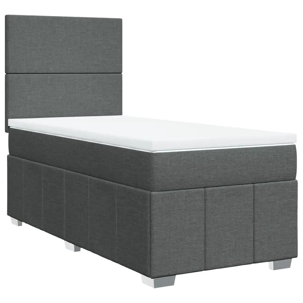 Sommier à lattes de lit avec matelas Gris foncé 90x200 cm Tissu - XIOS