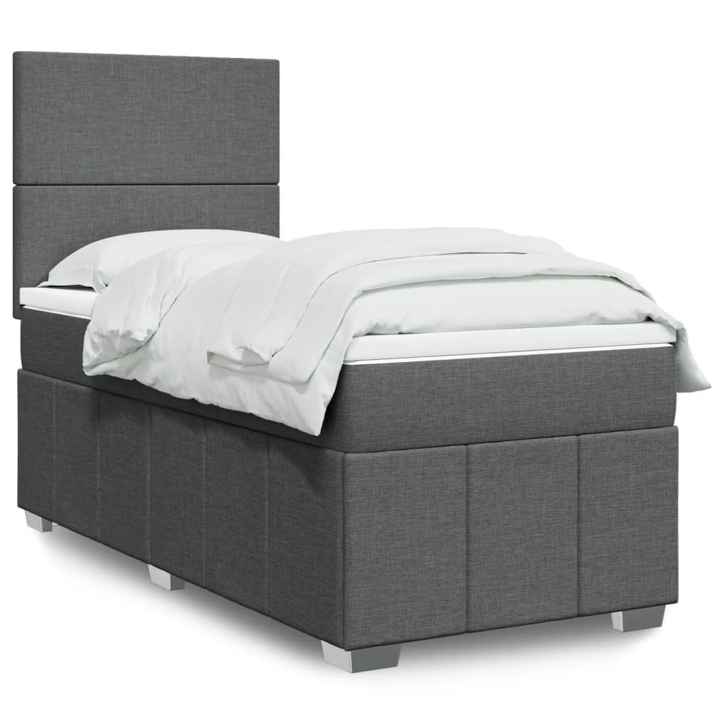 Sommier à lattes de lit avec matelas Gris foncé 90x200 cm Tissu - XIOS