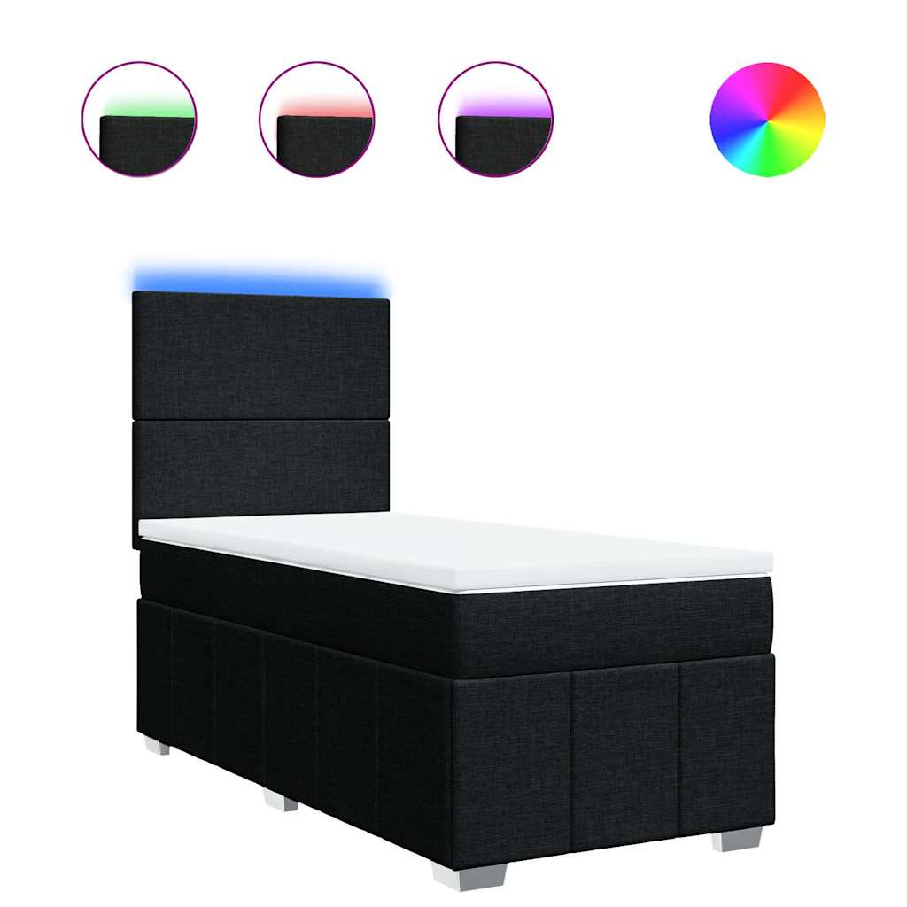 Sommier à lattes de lit avec matelas Noir 90x200 cm Tissu - XIOS