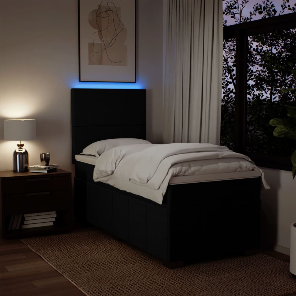 Sommier à lattes de lit avec matelas Noir 90x200 cm Tissu - XIOS