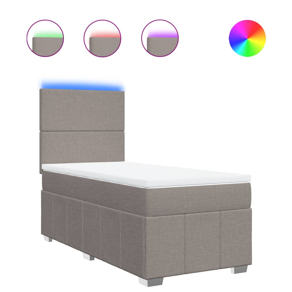Sommier à lattes de lit avec matelas Taupe 90x200 cm Tissu - XIOS