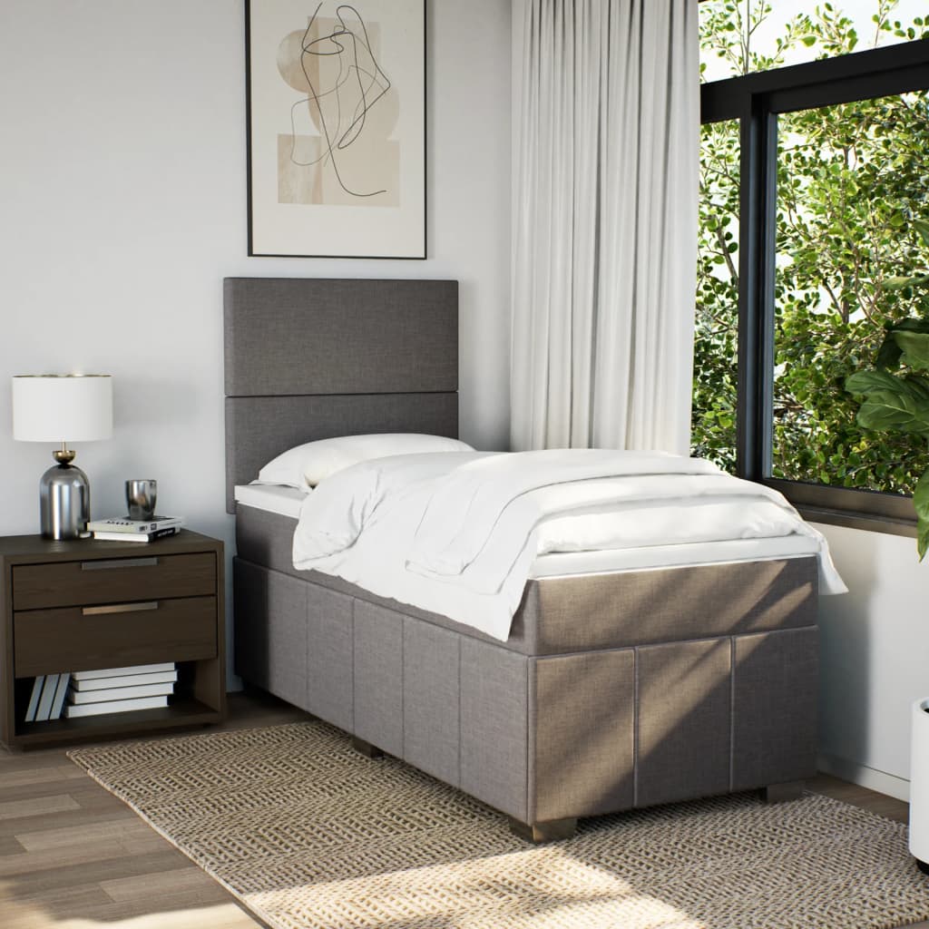 Sommier à lattes de lit avec matelas Taupe 90x200 cm Tissu - XIOS
