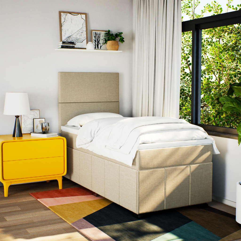 Sommier à lattes de lit avec matelas Crème 90x200 cm Tissu - XIOS
